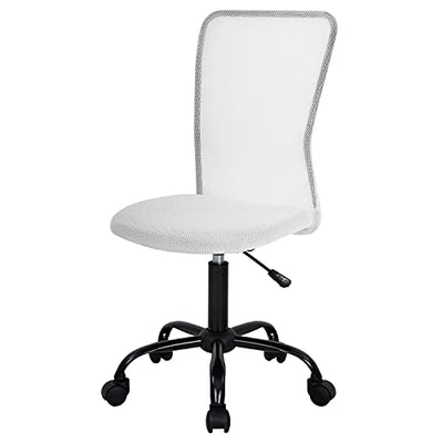 FDW Home Office Chair Mid Back Mesh Desk Chair Armless Computer Ergonomic Task Rolling Swivel Chair Back Support Adjustable Modern with Lumbar Support,White