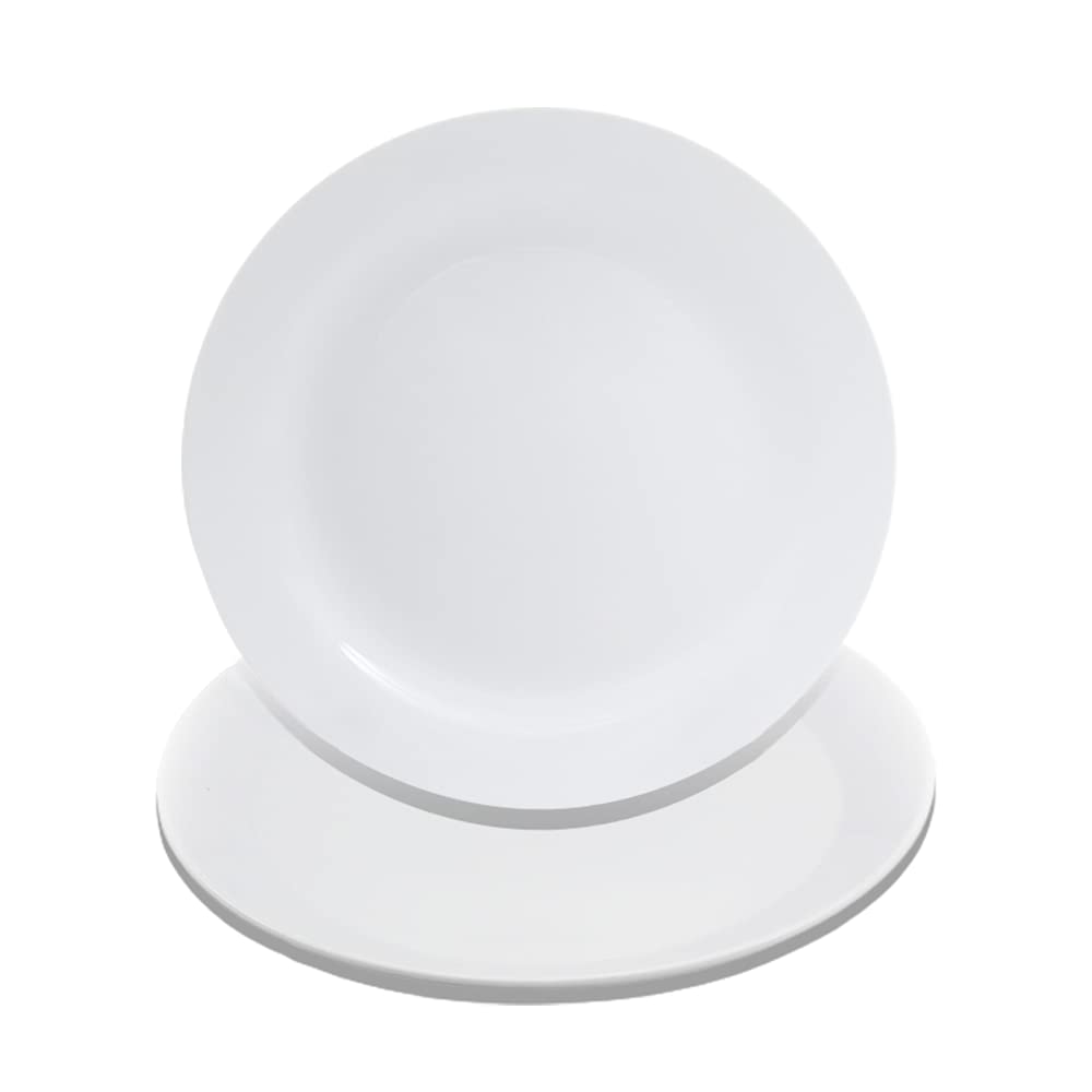 MR.R Sets of 2 Sublimation Blanks White Ceramic Flat Plate with Stand,Porcelain Plates. 8 inch Round Dessert or Salad Plate, Lead-Free, Safe in Microwave, Oven, and Freezer MR.R