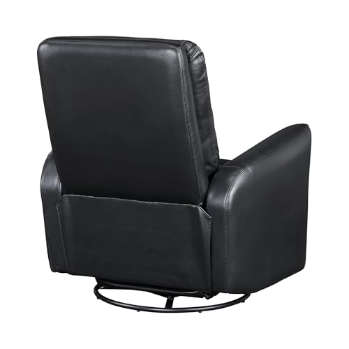Lexicon Swivel Glider Recliner Chair, Comfy Nursery Glider, Faux Leather Recliner, Manual Reclining Chair for Living Room/Office/Apartment, Black Lexicon
