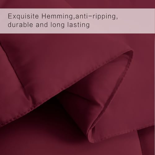 COHOME Quilted Queen Size Comforter - All-Season Down Alternative Duvet Insert - Luxury Hotel Winter Warm Burgundy Comforter with Anti-Clump Tech & 8 Tabs -Reversible(88"x88") COHOME