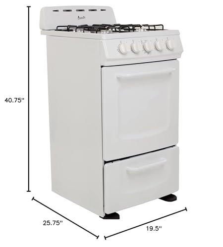 Avanti GRO20P0W GRO20 20" Gas Range Oven with Solid Metal Door, in White Avanti