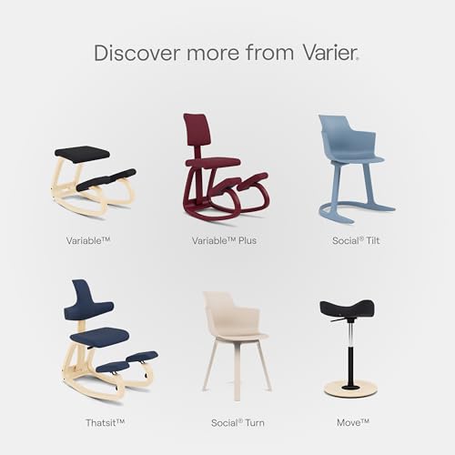 Varier Variable Plus Ergonomic Kneeling Chair with Backrest Natural/Blue| Active Sitting Posture Support Home Office Desk Chair | 10 Year Guarantee Varier
