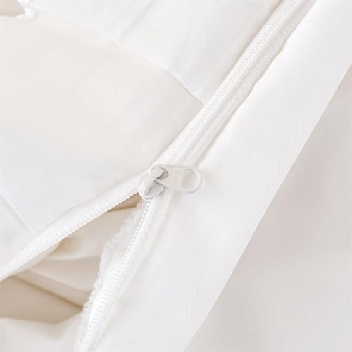 Girls Lace Bedding, Full Comforter Cover Set, Chic Ruffled Duvet Cover with 2 Layers Ruffle,Princess Style 1 Duvet Cover with 2 Pillowcases, No Comforter-White,Full SOUKECHY