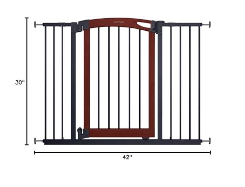 Summer Infant Essex Craft Safety Baby Gate,Solid Wood Cherry Stain Arched Doorway,Charcoal Gray Metal Frame-30” Tall, Fits Openings up to 28” to 42” Wide, Baby and Pet Gate for Doorways and Stairways Summer Infant
