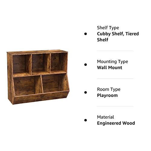 HOOBRO Rustic Brown Kids Bookshelf and Toy Storage Cubby HOOBRO