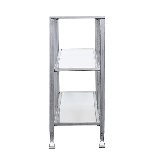 SEI Furniture Jaymes 3 Tier Glass Console Media Table, Silver Frame Finish, distressed silver (AMZ1770MC) SEI Furniture