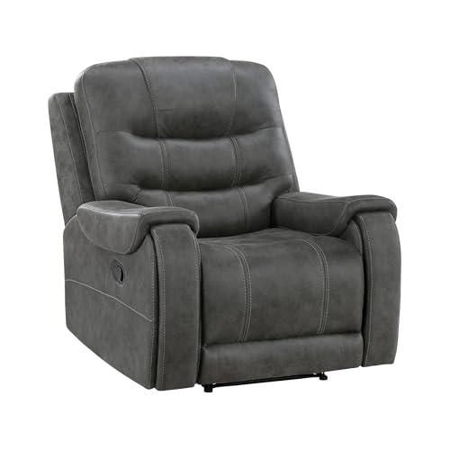 Lexicon Manual Recliner Chair, Home Theater Seating Recliner Armchair, Polished Microfiber Wall Hugger Manual Reclining Sofa Chair for Living Room/Office/Apartment, Dark Gray Lexicon