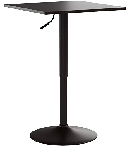 Roundhill Furniture Belham Square Top Adjustable Height with Black Leg and Base Metal Bar Table Roundhill Furniture