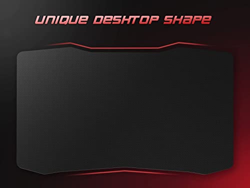 CubiCubi Simple Gaming Desk Z Shaped 47 inch Gamer Workstation, Home Computer Carbon Fiber Surface Gaming Desk PC Table with Headphone Hook CubiCubi
