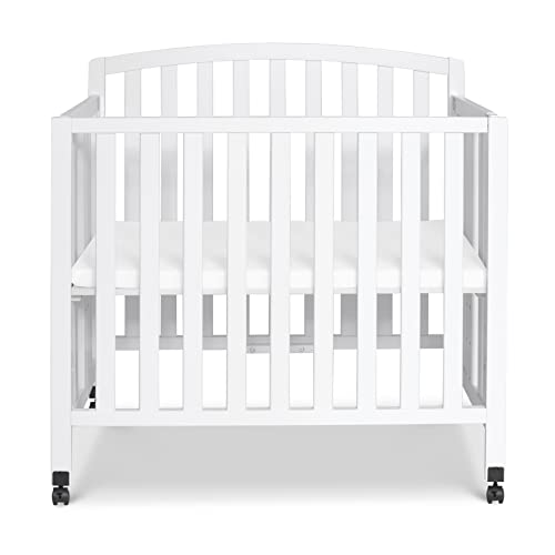 DaVinci Dylan Folding Portable 3-in-1 Convertible Mini Crib and Twin Bed in White, Greenguard Gold Certified DaVinci