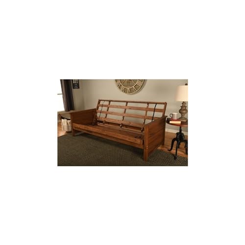 HomeStock Futon Frame Full Size Convertible Sofa Bed Solid Hardwood Weathered Brown Frame Only HomeStock