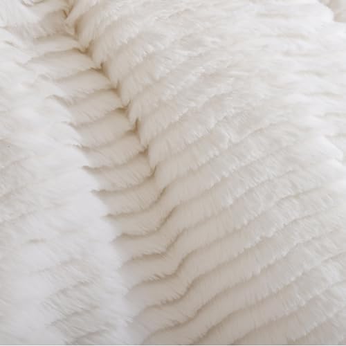 YIKUSH Full Comforter Set Fluffy White Full Size Bed Set Faux Rabbit Fur Fluffy Shaggy Furry Winter Bedding Ultra Soft Plush and Warm All Season 1 Comforter with 2 Pillow Cases (Full, White) YIKUSH