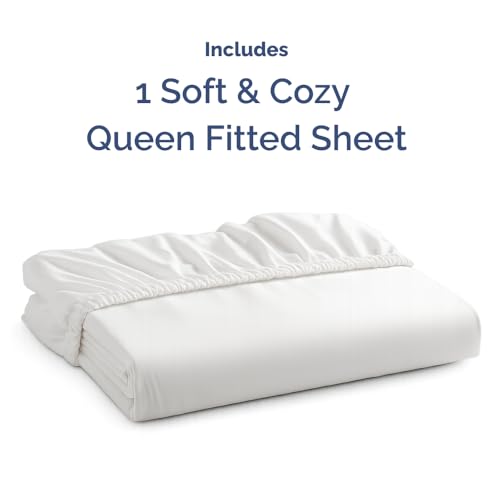 Queen Fitted Bed Sheet - Bottom Single Fitted Sheet Only - Ultra-Soft Hotel Luxury Bedding w/ 8-16 Inch Deep Pockets - Breathable, Cooling & Wrinkle Free - Easy-Care, Fade & Shrink Resistant - White CGK Unlimited