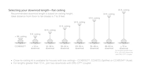 Fanimation Studio Collection AireDrop Pull Chain 48 inch Indoor Ceiling Fan with LED Light Kit - Brushed Nickel with Reversible Dark Walnut/Cherry Blades ZOUXO