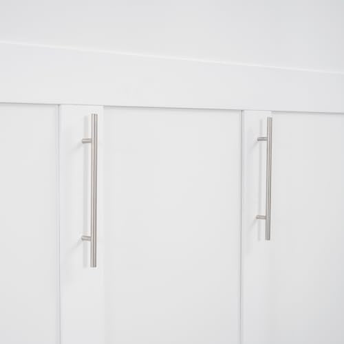 Merax Full Size Murphy Bed with 4 Storage Drawers, Wall Murphy Bed Full with Shelves and LED Lights, No Box Spring Needed, White Merax