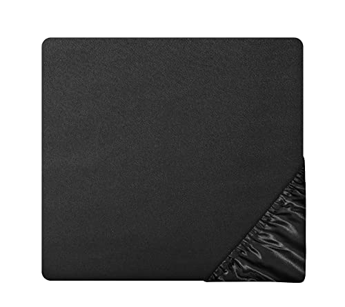 MILVOWOC Satin Fitted Sheet Twin XL, Black Single, Luxury Deep Pocket Bottom Bed Sheet, Soft Silky Bedding MILVOWOC