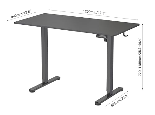 Electric Standing Desk 48 x 24 Inches - Height Adjustable Sit Stand Desk with Black Top & Black Frame, Home Office Desk for Work/Gaming, Quiet Motor, Memory Presets, Black Generic