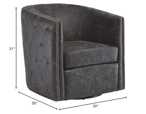 Signature Design by Ashley Brentlow Tufted Barrel Accent Swivel Chair, Distressed Black Signature Design by Ashley
