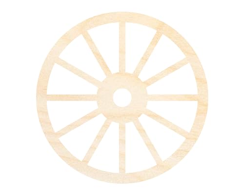 Unfinished Wood Wagon Wheel Shape | Rustic Farmhouse | DIY Craft Cutout | Up to 24" 24" / 1/8" 24 Hour Crafts