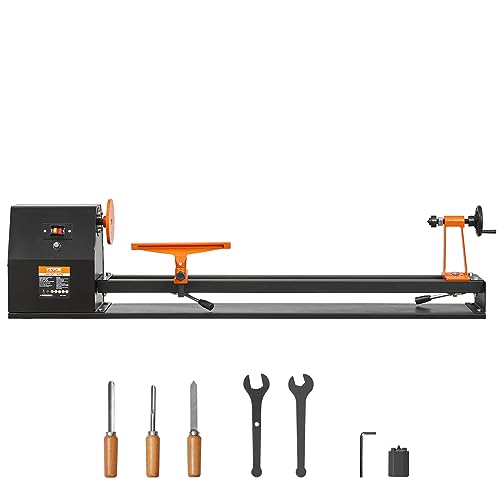 VEVOR Benchtop Wood Lathe, 14 in x 40 in, 0.5 HP 370W Power Wood Turning Lathe Machine, 4 Speed Adjustable 885/1245/1715/2425 RPM with Chisels Faceplate Plastic Handle Hex Wrench, for Woodworking VEVOR