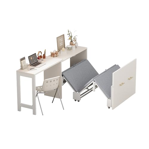 Harper & Bright Designs Simply Style Twin Murphy Bed with Ajustable Desk, Wood Murphy Bed with Foldable Cushion for Small Space Harper & Bright Designs