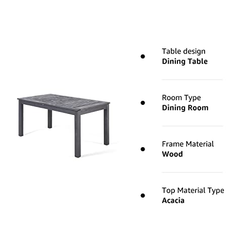 Great Deal Furniture Christopher Knight Home Eric Outdoor Expandable Acacia Wood Dining Table, Dark Gray Finish Christopher Knight Home