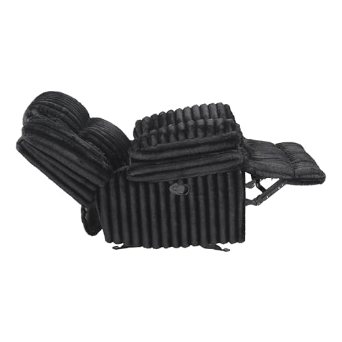 Lexicon Manual Glider Recliner Chair, Corduroy Manual Tab Pull Reclining Chair with Pillow Top Arms, Plush Cushions, Cozy Theater-Style Accent for Living Room/Bedroom, Easy Assembly, Black Lexicon