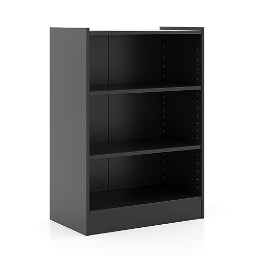 Giantex 3-Cube Bookcase Black - 3-Tier Modern White Open Bookshelf with Adjustable Shelves, Anti-Tipping Device, Small Wood Cube Storage Organizer for Kid’s Room, Living Room, Bedroom Giantex