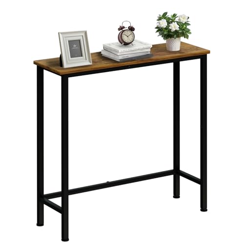 Mordchil HF Narrow Console Table, 29.5" Small Entryway Table, Thin Hallway Tables, Slim Sofa Side Tables for Hallway, Living Room, Bedroom, Foyer, Retro Brown Mordchil HF
