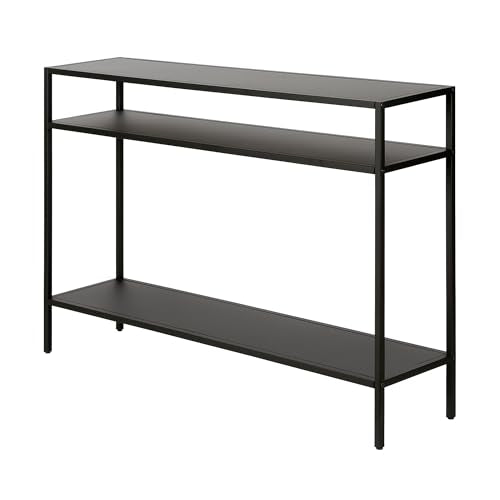 Henn&Hart 42" Wide Rectangular Console Table with Metal Shelves in Blackened Bronze, Entryway Table, Accent Table for Living Room, Hallway Henn&Hart