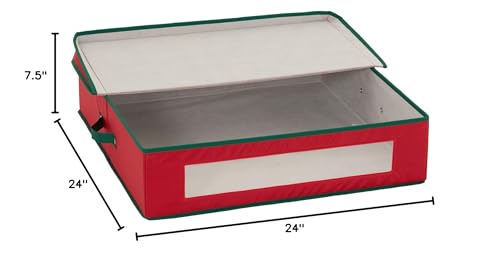 Household Essentials 24 inch Red Wreath Storage Container with Handles Green Household Essentials