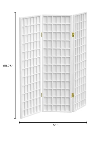 Red Lantern 5 ft. Tall Window Pane Shoji Screen - White - 3 Panels Red Lantern