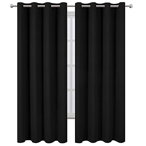 LEMOMO Blackout Curtains 52 x 84 inches Long Black Curtains Set of 2 Panels Thermal Insulated Room Darkening Curtains for Bedroom LEMOMO
