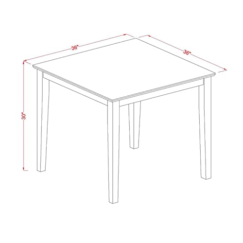 East West Furniture OXNO5-OAK-W 5 Piece Dining Room Table Set Includes a Square Kitchen Table and 4 Dining Chairs, 36x36 Inch, Oak East West Furniture