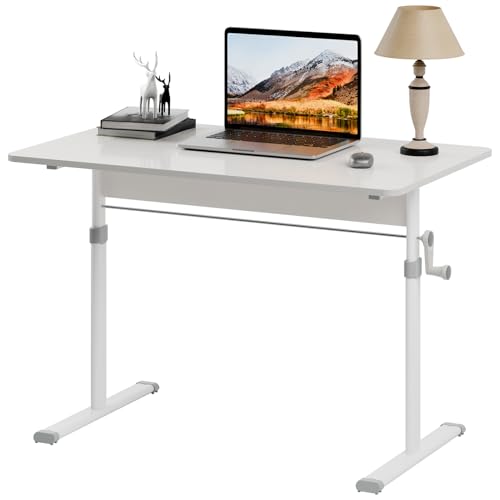 YOXIER Manual Standing Desk, 39.37 x 23.62 inch Sit and Stand Desk, Computer Desk Adjustable Height, Heavy Duty Game Desk, Hand Crank Standing Desk, Hand Lifting Computer Desk, Manual Stand Up Desk YOXIER