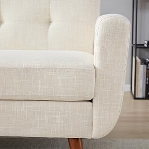 Tbfit 78" W Linen Sofa Couch, Mid Century Modern Decor Loveseat Couches for Living Room, Button Tufted Upholstered Small Couch for Bedroom, Solid, and Easy to Install Love Seats Furniture, Beige Tbfit