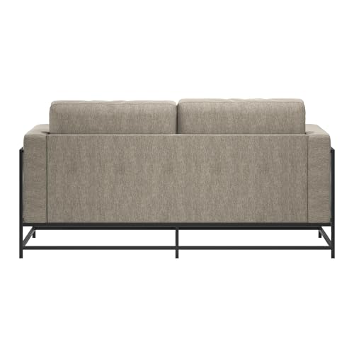 Novogratz Kelly Industrial Modern 72" Sofa with Metal Base, Beige Novogratz