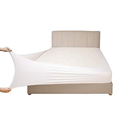 Stretch Jersey Box Spring Cover Wrap Around, Bed Skirt Alternative, Ultra Soft & Wrinkle Resistant, Queen/Queen XL, White Mrs Awesome