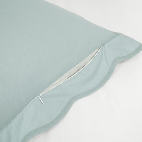 Lush Decor Coastal Chic Scalloped Edge Cotton Duvet Cover Set, 3 Piece Set, Full/Queen, Blue & White - Queen Bedding Set - White Duvet Cover Queen - Coastal Decor Lush Decor