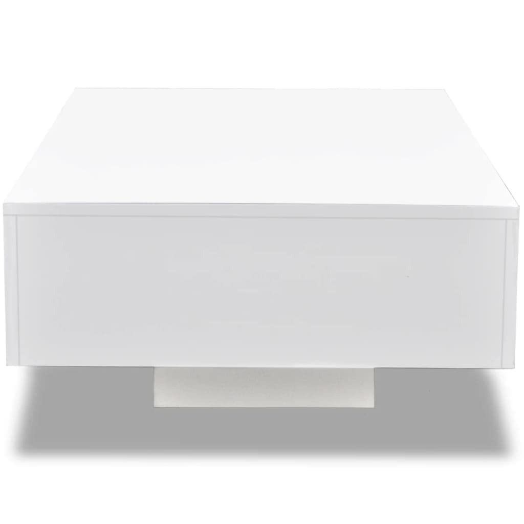vidaXL Modern Coffee Table in High Gloss White - Rectangular Table for Living Room, Easy to Clean MDF, 33.5" x 21.7" x 12.2" vidaXL