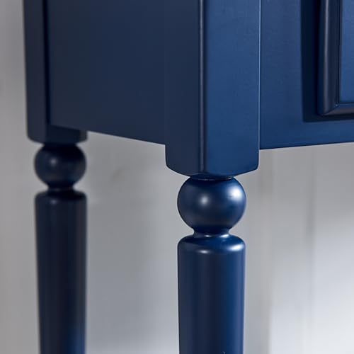 Leick Home Coastal Console Table, Solid Wood, 2 Storage Drawers, Bottom Display Shelf, Narrow Depth, Easy-Assembly, for Living Room/Hallway, Navy Blue, 30.0 in. W x 11.0 in. D x 28.0 in. H, 20027-NV Leick Home