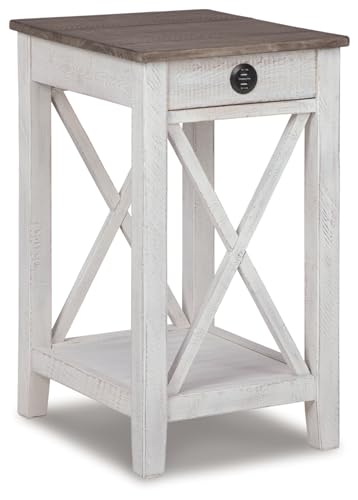 Signature Design by Ashley Adalane Modern Farmhouse Accent End Table, Whitewash Signature Design by Ashley