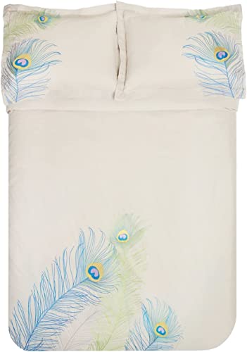 100% Cotton, 3-Piece King/California King, Single Ply, Soft, Embroidered Peacock Duvet Cover Set Superior