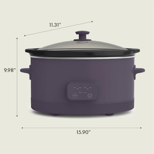 bella 6.0 Qt Programmable Slow Cooker, EverGood™ Ceramic Nonstick Coating, Adjustable Temperature & Cooking Times, Dishwasher Safe Stoneware Pot & Tempered Glass Lid, Tangle Free Cord Wrap, Plum BELLA