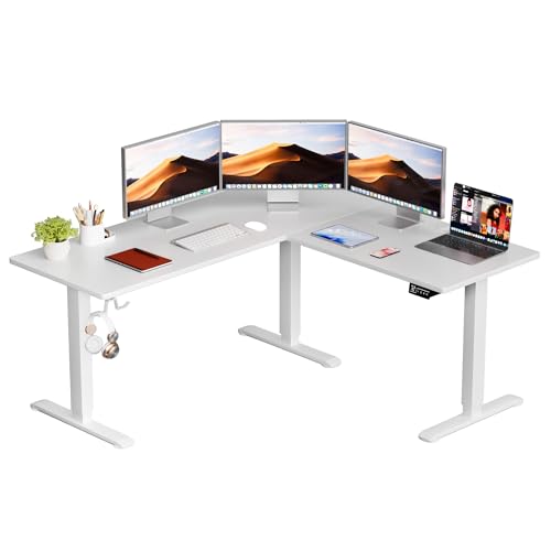 Homall L Shaped Standing Desk Adjustable Height, Electric Corner Standing Desk, Sit Stand Computer Table with Memory Controller for Home (White, 55 Inch) Homall