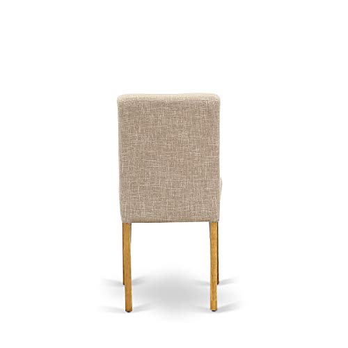 East West Furniture AVAB5-OAK-04 5 Piece Dining Room Table Set Includes an Oval Kitchen Table with Butterfly Leaf and 4 Light Tan Linen Fabric Parson Dining Chairs, 42x60 Inch, Oak East West Furniture