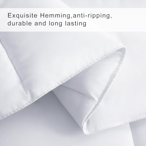 COHOME Twin/Twin XL Size Cooling Comforter, All-Season Quilted Down Alternative Duvet Insert, Luxury Hotel GentleSoft Comforter with Anti-Clump Tech & 8 Tabs - Reversible - White 64x88 inches COHOME