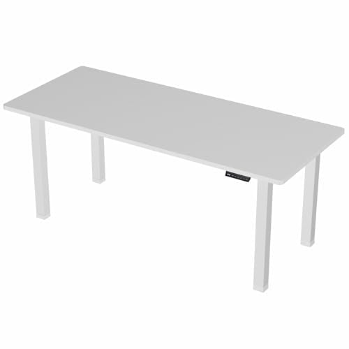 VIVO Electric Height Adjustable 71 x 30 inch Memory Stand Up Desk, White Extra Deep Table Top, White 4-Leg Dual Motor Frame, DESK-KIT-E4WW VIVO