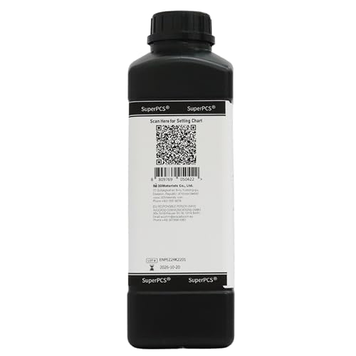 SuperPCS 3D Printer Resin, Toughest and Fastest, 50um 1.8GPa Print in 1.5 sec, Made in Korea by 3DMaterials (1000g, Black) 3DMaterials
