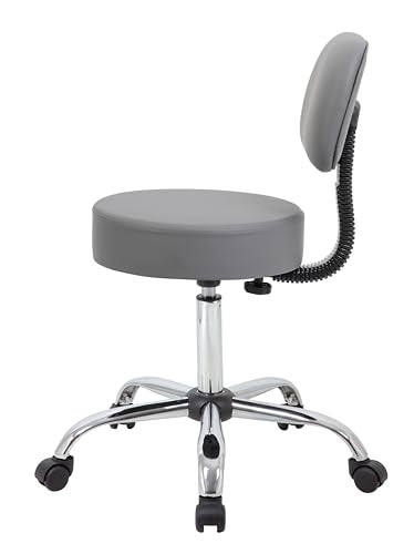 Boss Office Products Be Well Medical Spa Professional Adjustable Drafting Stool with Back, Grey (B245-GY) Boss Office Products